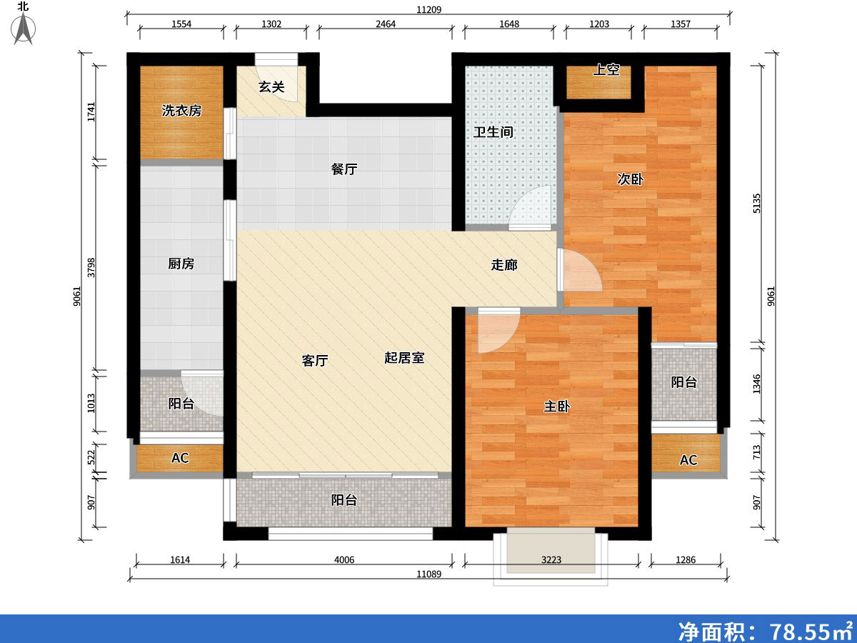 印象草原2室0廳1衛1廚113㎡戶型圖