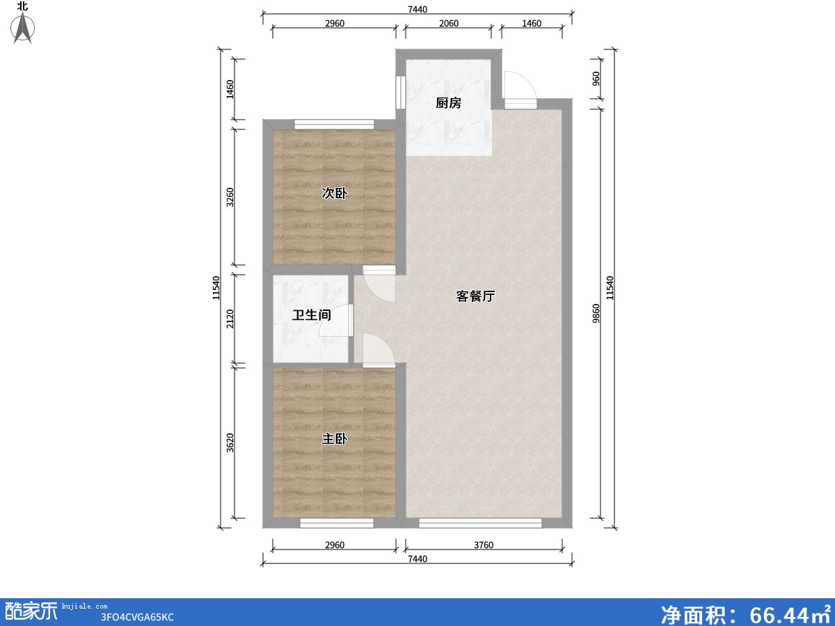 方興山嶼湖2室2廳1衛0廚84.00㎡戶型圖