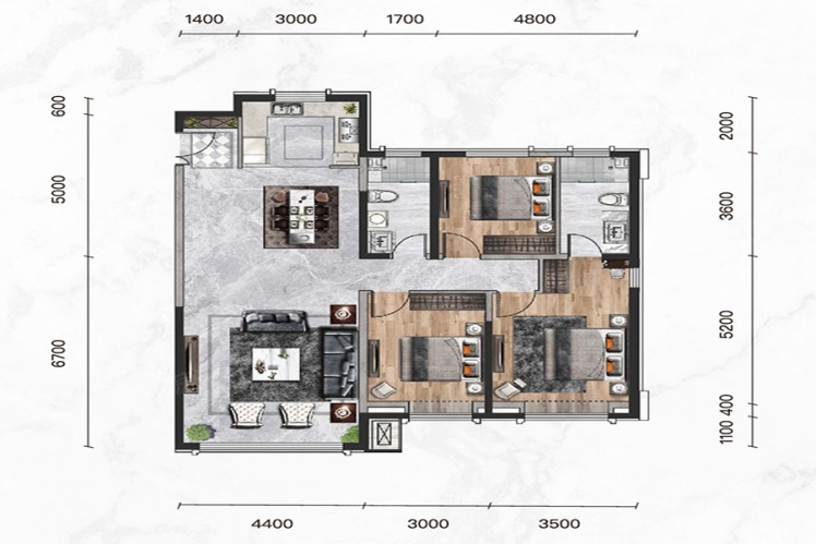 遠洲大都匯-戶型圖大全-包頭市樂優美窩整裝