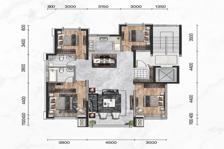 遠洲大都匯-戶型圖大全-包頭市樂優美窩整裝