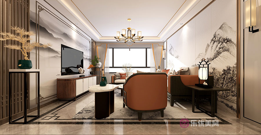 遠洲大都匯140㎡中式風格裝修效果圖