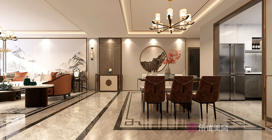 遠洲大都匯140㎡中式風格裝修效果圖