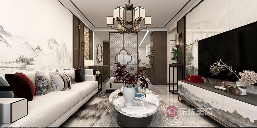 保利公園壹號125㎡新中式風格裝修效果圖