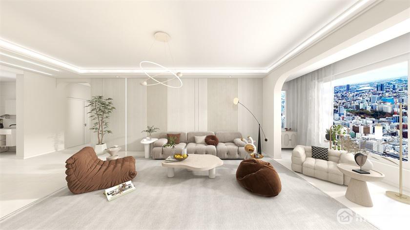 包頭保利拉菲公館整裝案例，152平純色空間好舒適！