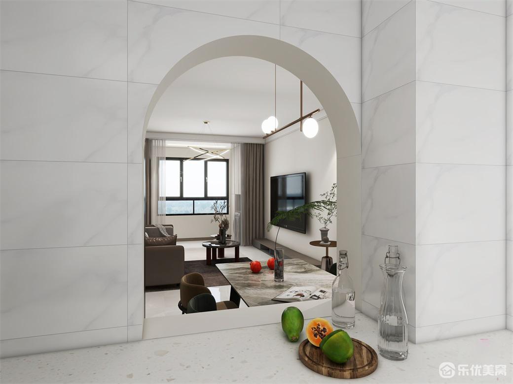 92平現(xiàn)代整裝全屋整潔，門洞太有個性了！