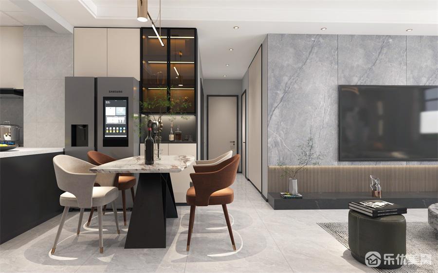 包頭整裝案例，現代輕奢風居家，木飾搭配好舒心！